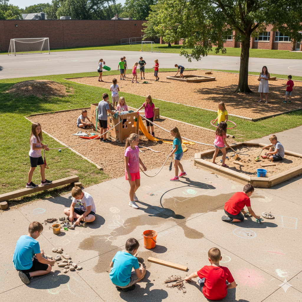 Jeu libre – groupe d’enfants à l’extérieur